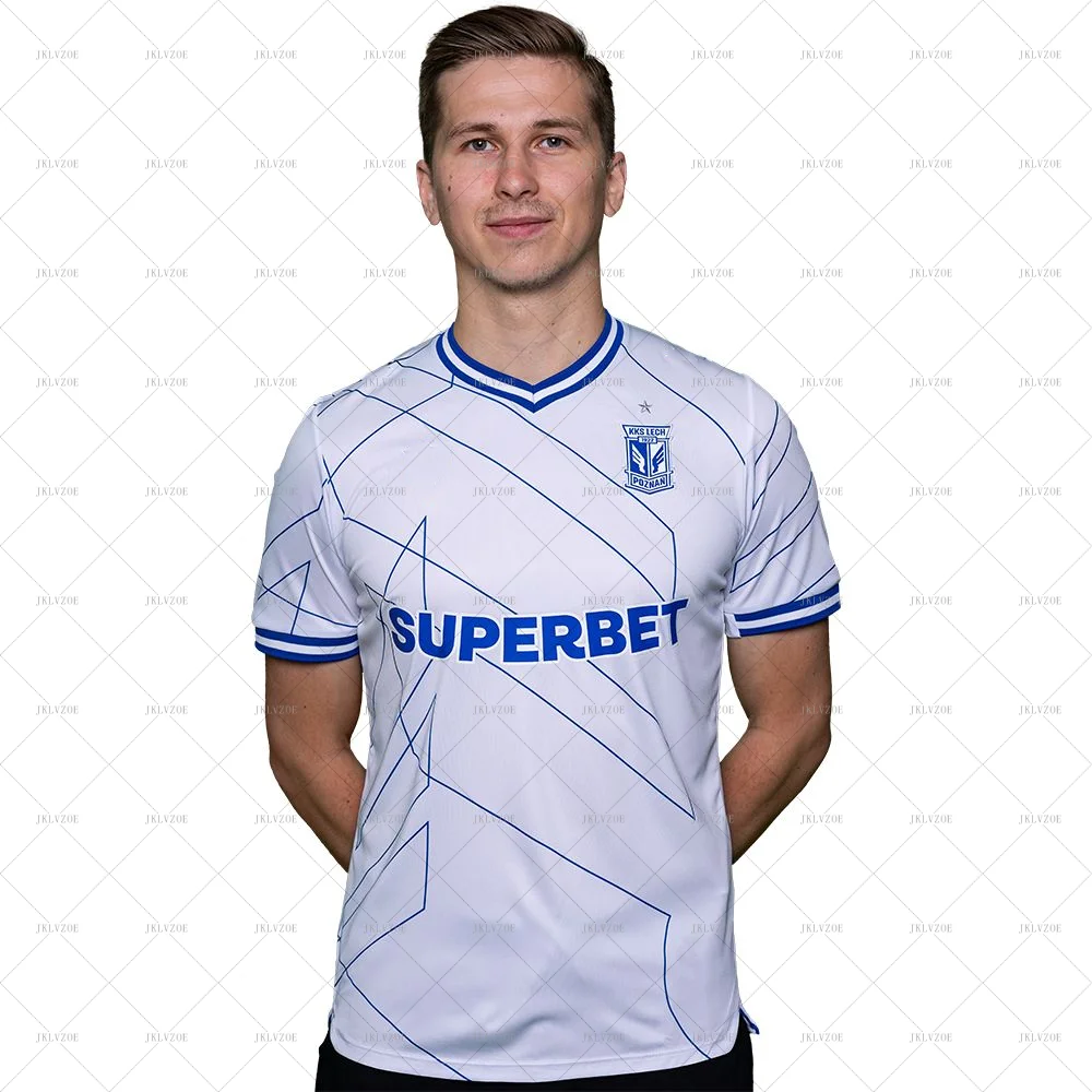 

Польский футбольный мужской футбольный трикотаж, польский дышащий сетчатый трикотаж Lech Poznań, домашний трикотаж, новый 25, 26, комплект футбольного джерси для взрослых