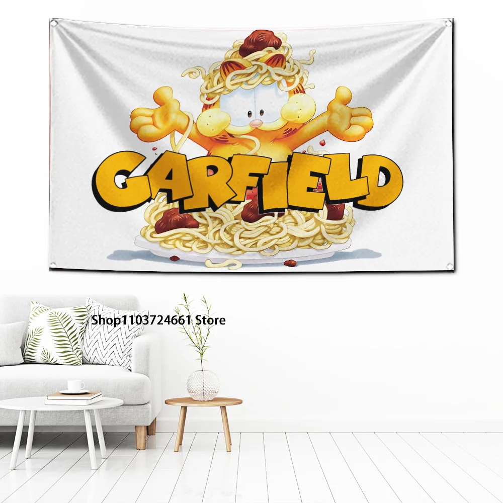 60x90cm Garfields Flag Polyester Digital Printing Banner for Garage Wall Art Out Door Decoration