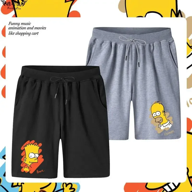 The Simpsons Summer Cartoon Parent-Child Clothing Boys and Girls Casual Shorts Trendy Loose Five-Point Pants Summer Beach Pants