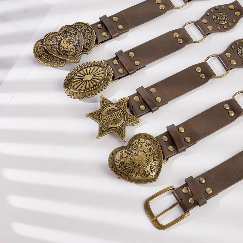 European and American Retro Openwork Round Ring Patchwork Waist Belt Fashionable Niche and Versatile Beaded Women’s Belt