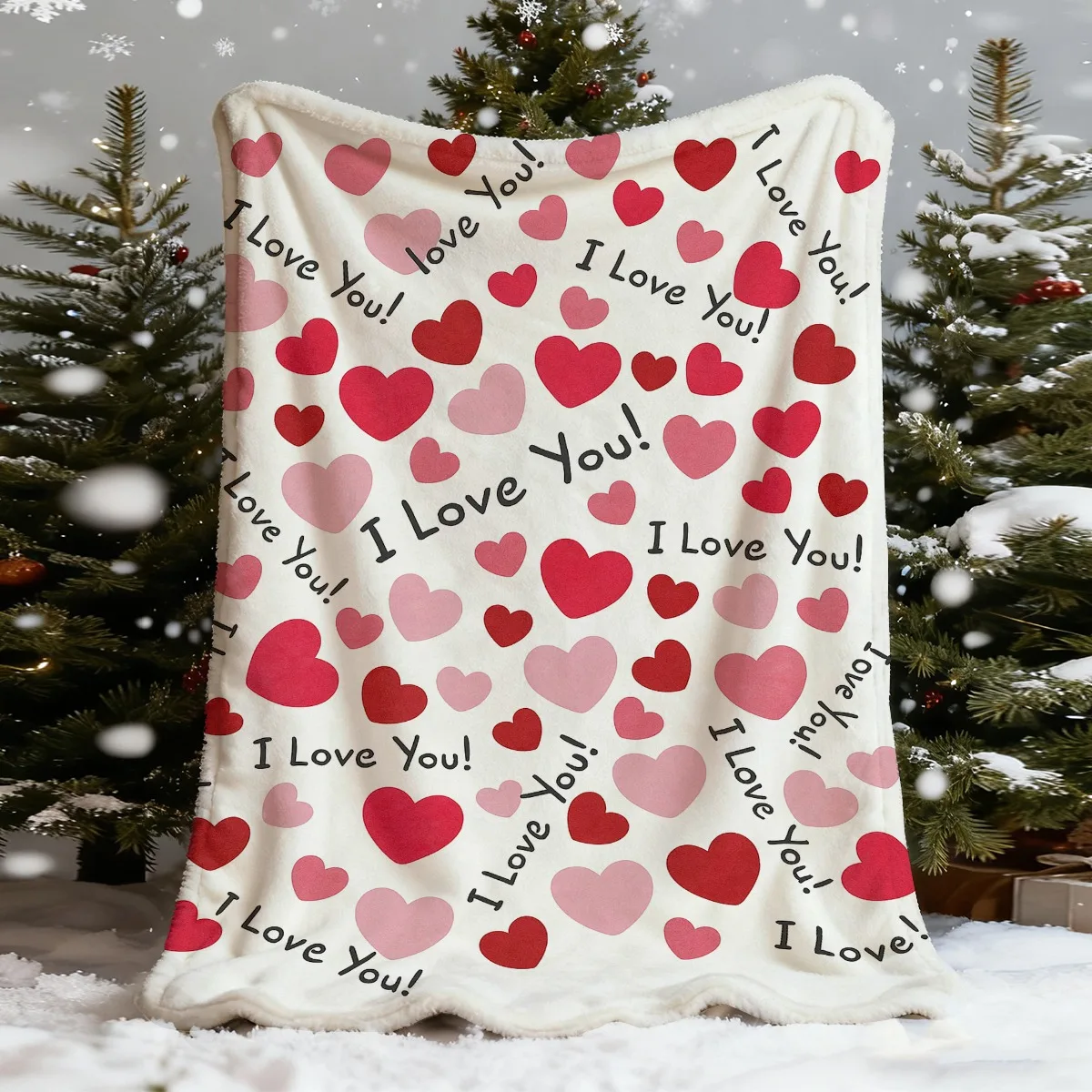 VIKAMA Einfache, romantische Überwurfdecke mit „I Love You“-Aufdruck, weich und warm, für Wohnzimmer und Schlafzimmer, Valentinstag, alle Jahreszeiten
