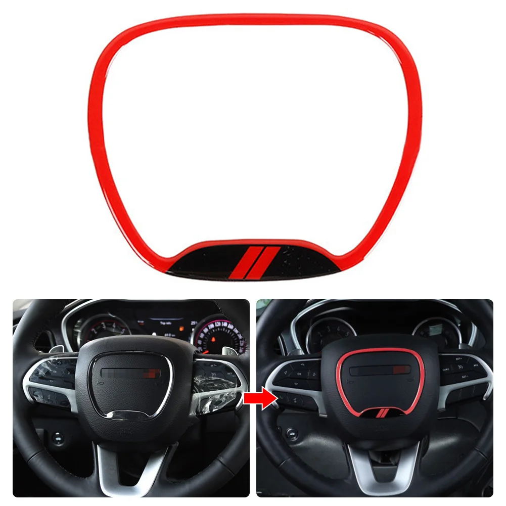 

For Dodge Challenger Charger Jeeps Grand Cherokee SRT8 2015-2020 Auto Steering Wheel Central Ring Trim Cover Car Interior