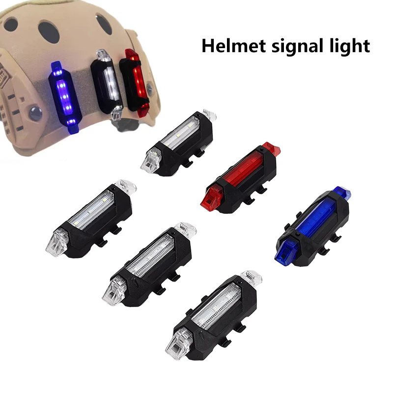 USB Rechargeable Tactical Helmet Signal Light Cycling Warning Light Airsoft Hunting Lifesaving Lamp