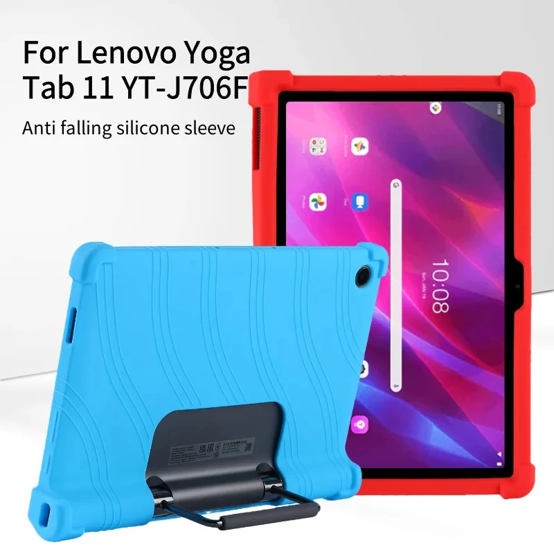 Dla Yoga Tab11 2021 Odporny na wstrząsy silikonowy pokrowiec Lenovo Yoga Tab 11 Etui YT-J706F J706N J706X Miękka silikonowa obudowa chroniąca całe