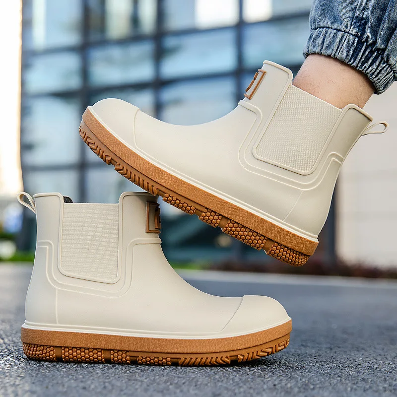 New Men Rain Boots High Quality Anti-slip Waterproof Shoes for Men Outdoor Wear-resistant Rain Shoe Comfor Fishing Camping Boots