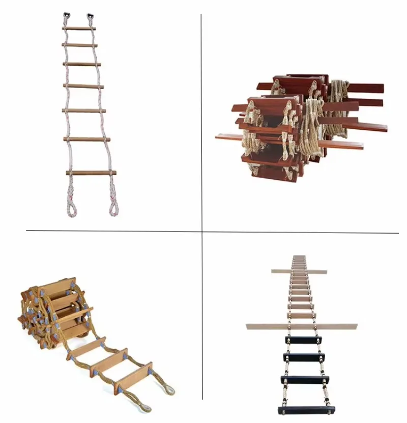 Factory high-quality marine emergency escape wooden rope boarding ladder