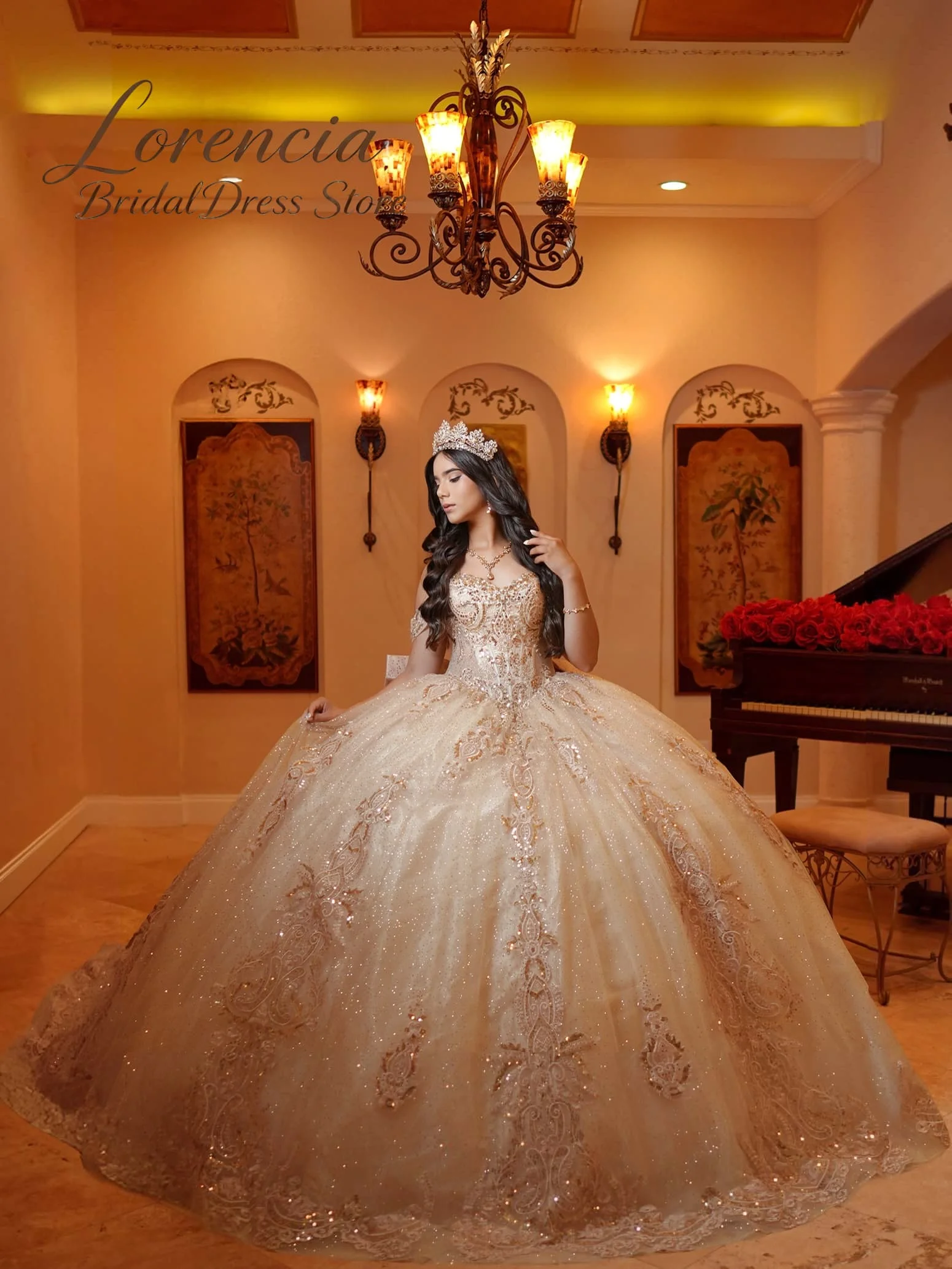 Luxury Off Shoulder Quinceanera Dresses Sweetheart Neck Glitter Lace Appliques Puffy Ball Gowns Customized Vestidos De 15 Anos