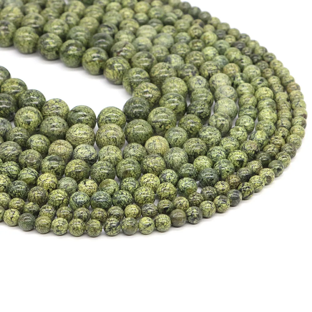 6/8/10/12MM Natural Stone Russian Serpentine Smooth Round Loose Spacer Reiki Gem Accessories for Jewelry Making DIY Handicrafts