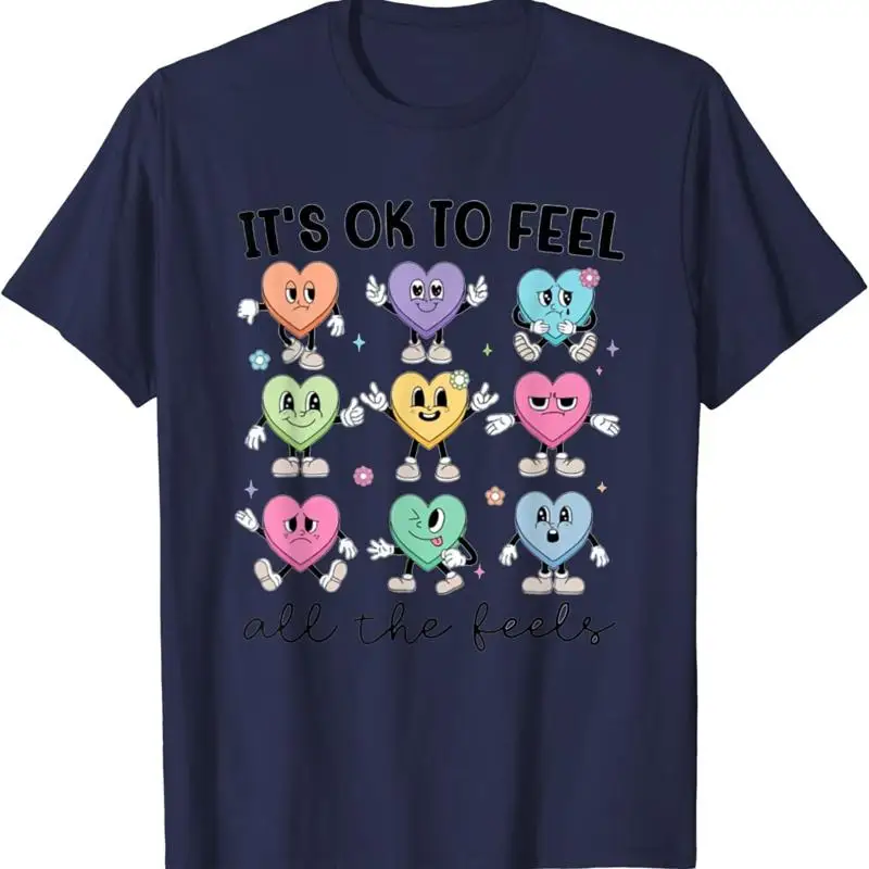 Feel All The Feels School Counselor Valentine Mental Health T Shirt