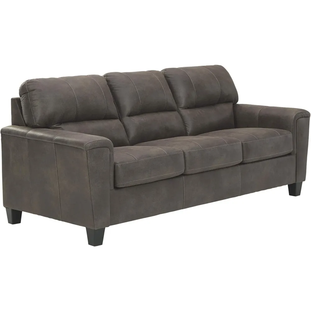 

Navi Faux Leather Modern Sofa, Gray