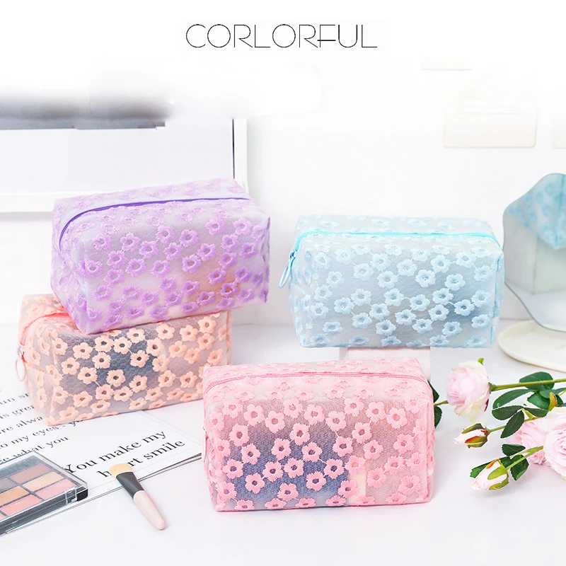 

5шт косметички женские полиэстеровые с вышивкой однотонные большие вместительные водонепроницаемые дорожные сумки для стирки