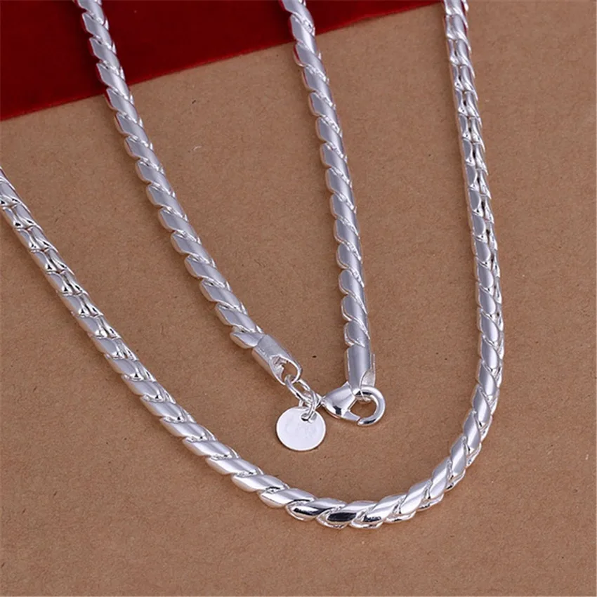 Fashion Brand 925 Sterling Silver Necklace Classic Jewelry Personality 4mm Twisted Rope Men'S Necklace 20 Inches Christmas Gifts