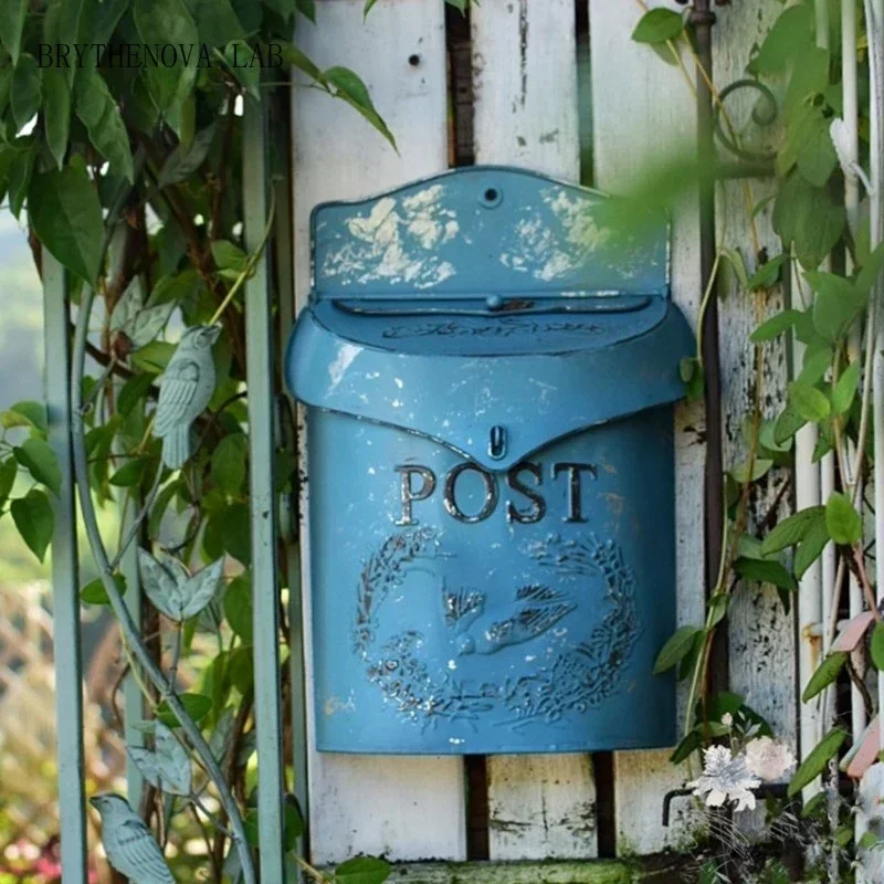 Vintage Branch Bird Pattern Letter Box American Rural Style Decoration Wall Iron Boxs Courtyard Garden Wall Mounted Mailboxdecor