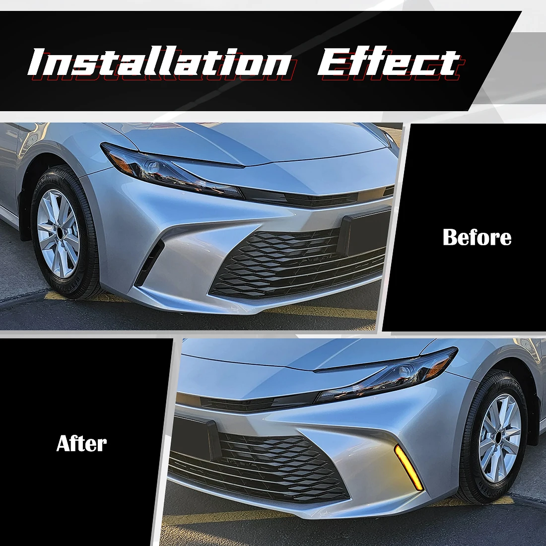 For Toyota Camry 2024 2025 9 Generation LED Daytime Running Lights DRL Turn Signal Lamp White Yellow Front Bumper Daylights 12V view 6