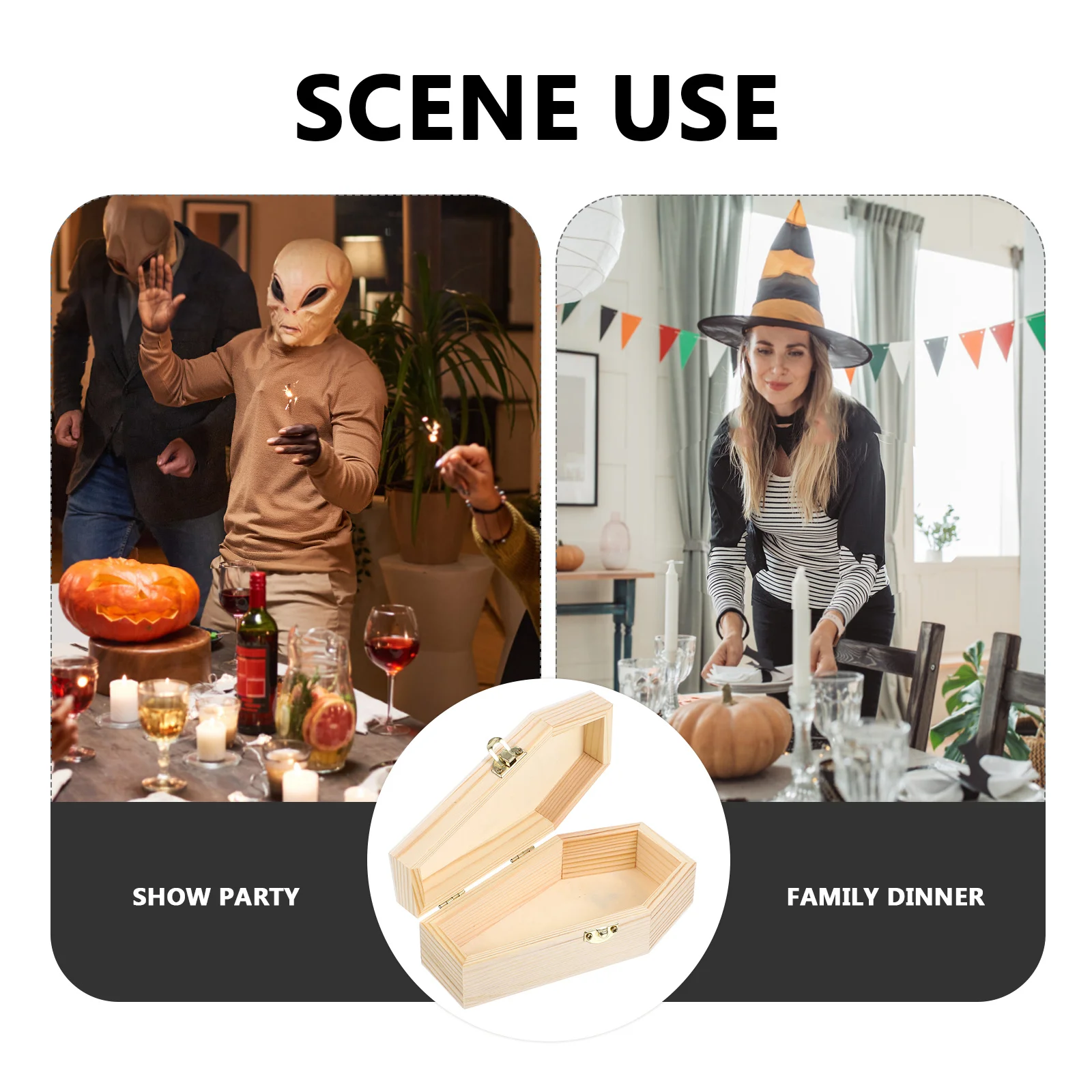 

Alipis Coffin Shaped Wooden Box Unfinished Halloween Craft Kit with Hinged Lid for Jewelry Storage Gothic Gift