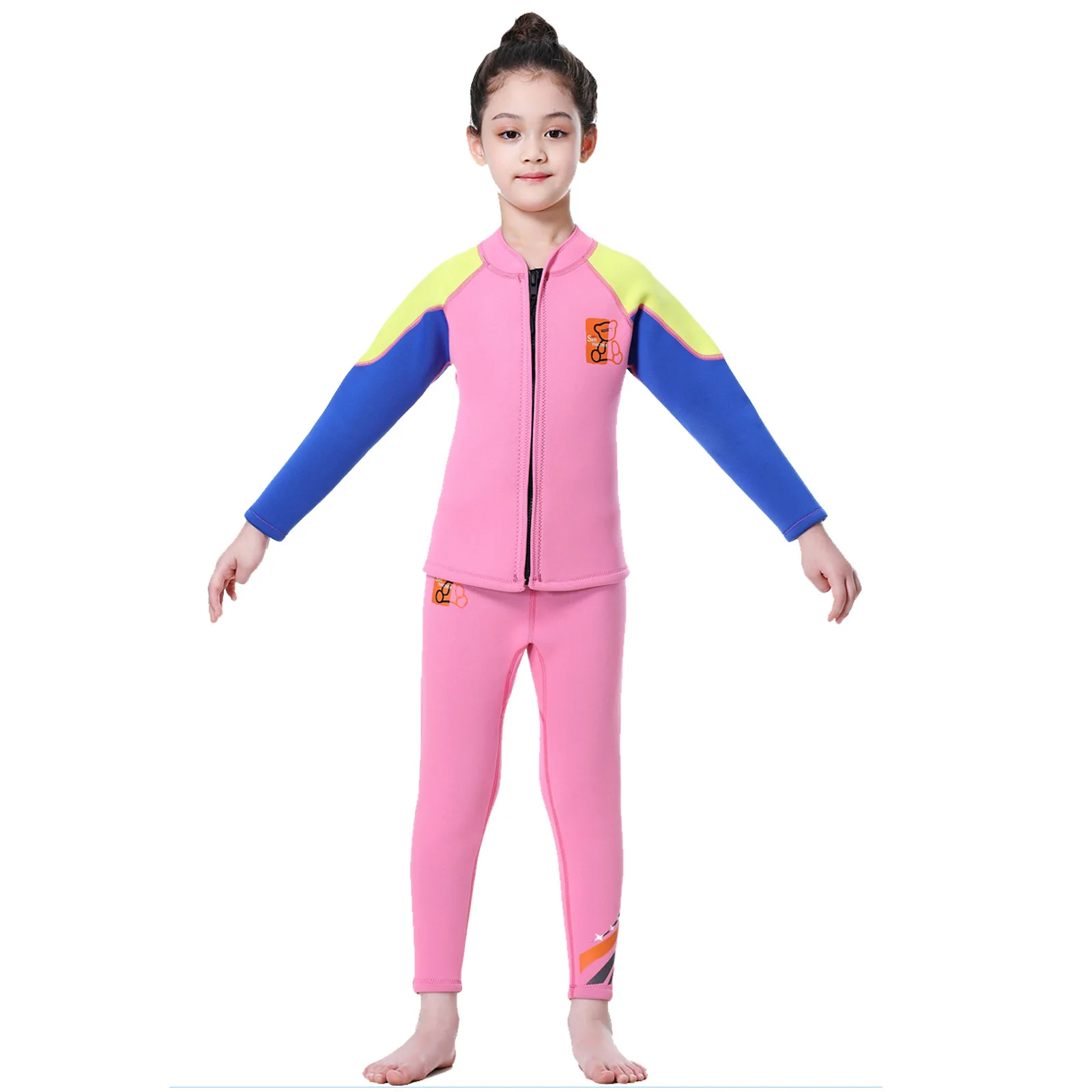 2.5MM Neoprene Kids Wetsuit Set Separate Warm Swimsuit Boy's Girls' Long Sleeve And Pants Diving Suit Surf Snorkeling Clothing