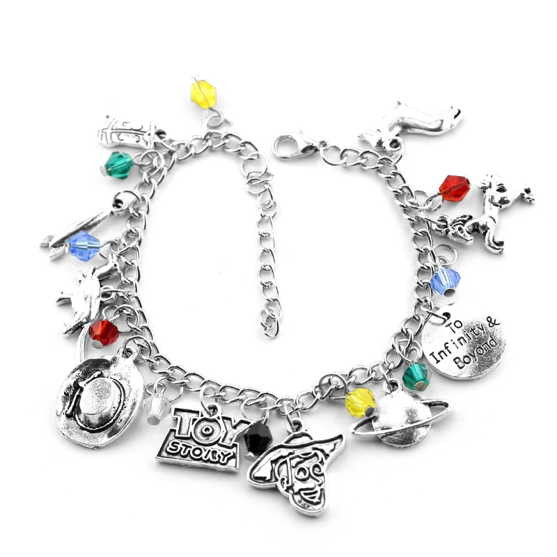 Animated Film Series Toy Story Pendant Bracelet Link Chain Cowboy Sheriff Charm Bracelet Bangle Anime Accessories