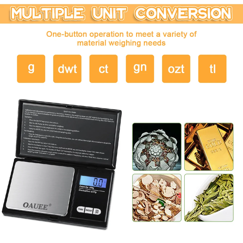 Mini Kitchen Scale Jewelry High Accuracy 0.01g/0.1g Electronic Weight Scale Digital Pocket Scale Gram Balance Weight Scales