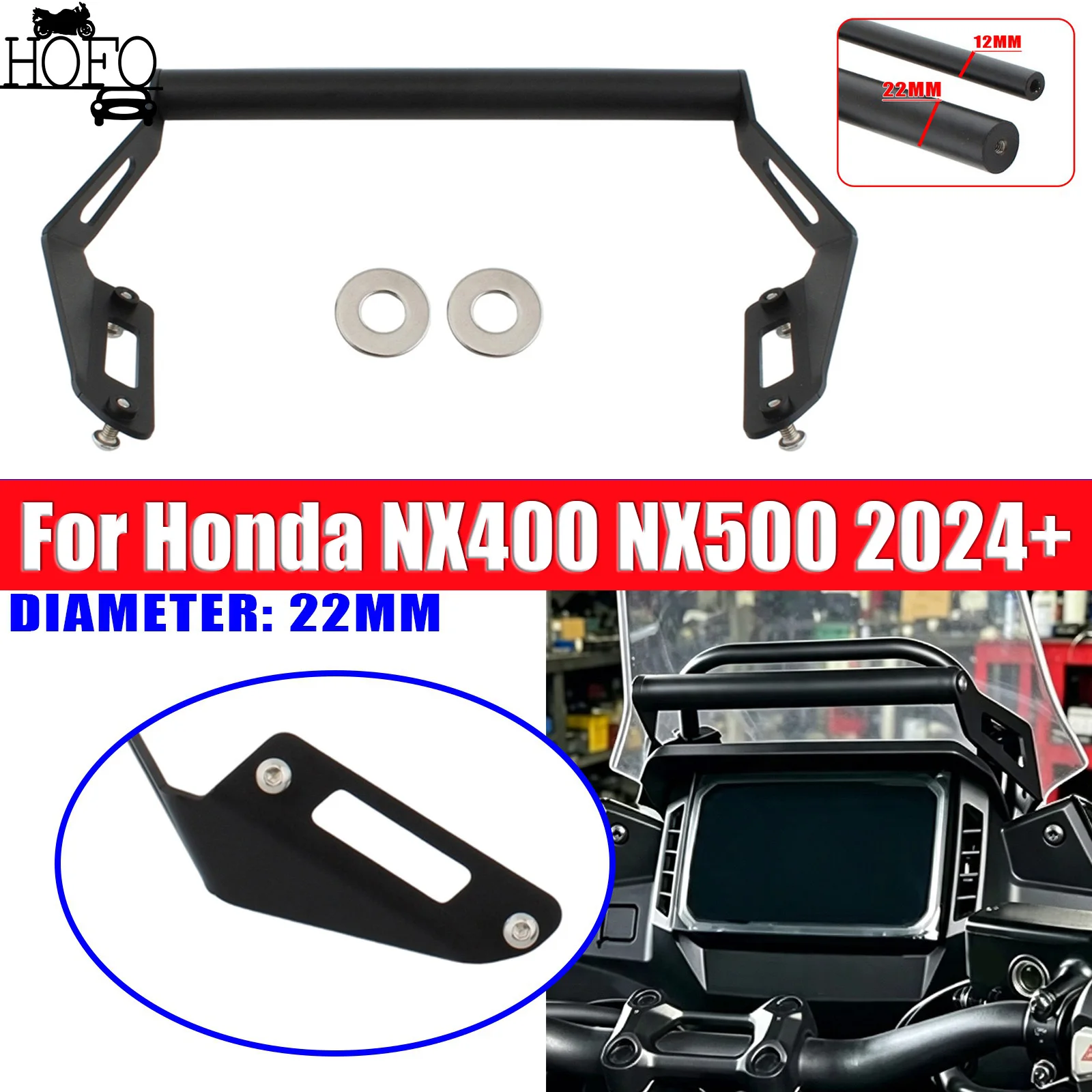For Honda NX400 NX500 2024+ Mobile Phone GPS Navigation Bracket Diameter 12MM/22MM