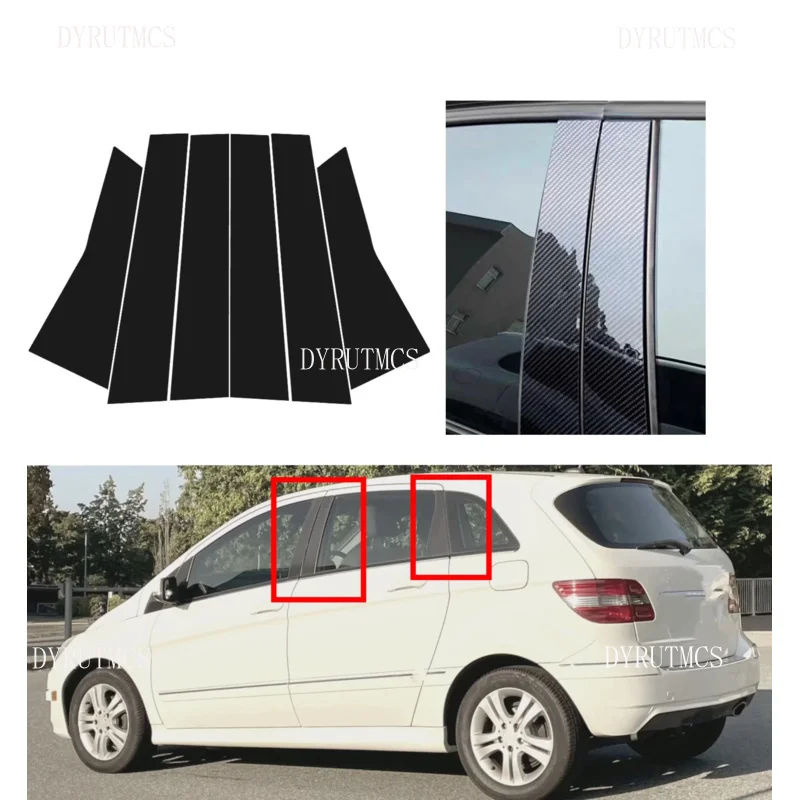 

Глянцевая черная стойка, подходит для Mercedes Benz B Class W245 2009-2011, серебристая карбоновая дверная оконная колонна BC, наклейка на накладку