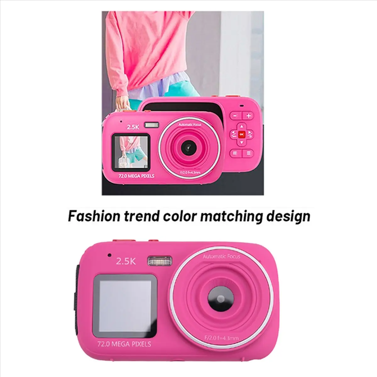 L63A Digital Camera 16x Zoom Dual Screen 72MP HD Camera with MP3 Player Function Auto Focus Camera for Kids Red