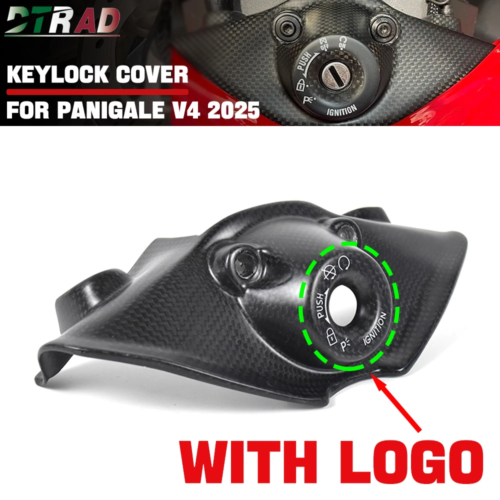 Motorcycle 100% Carbon Fiber Key Cover For DUCATI Panigale V4 V4S 2025 Accessories Ignition Switch Cover Keylock Caps With Logo
