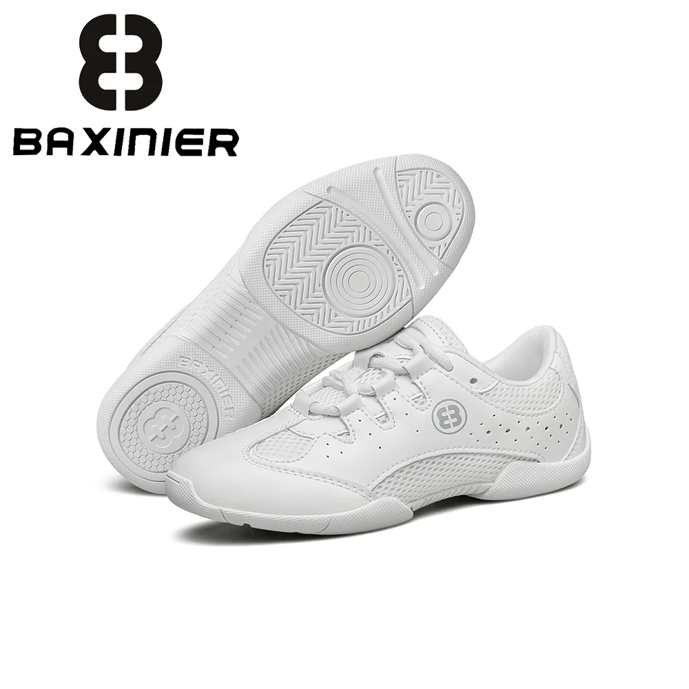 أحذية BAXINIER للفتيات باللون الأبيض للتشجيع خفيفة الوزن ومسامية للتدريب على الرقص للشباب ومنافسة التنس #4