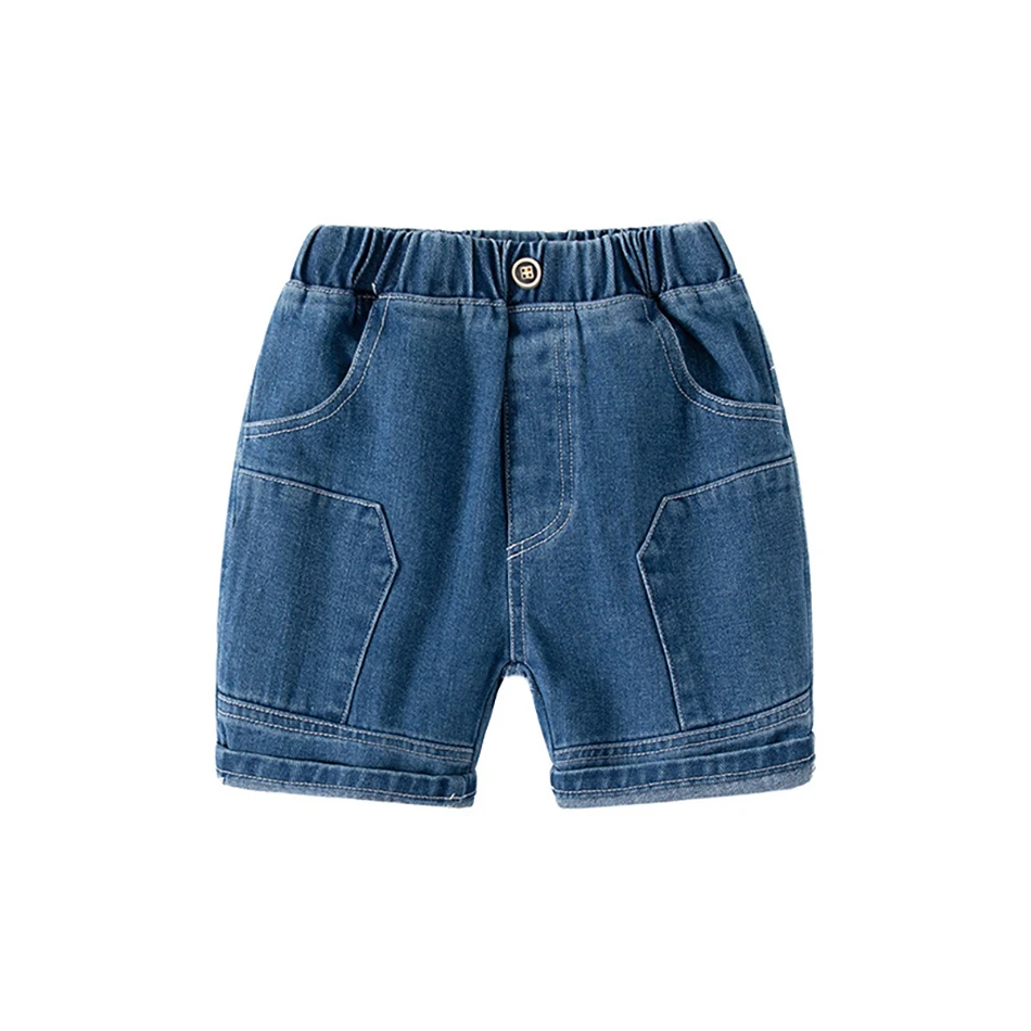 Boys Summer Jean Shorts Solid Color Fashion Trendy Cropped Pants Kids Denim Shorts Elastic Waist Casual children\'s Short Pants