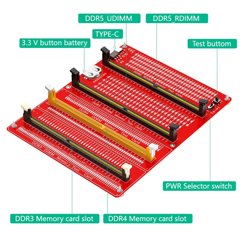 

Комбинированный тестер памяти DIGIT-3 в 1 DDR3/4/5 RDIMM/UDIMM, тестовая карта памяти DDR3/4/5 для настольного компьютера со светодиодным индикатором