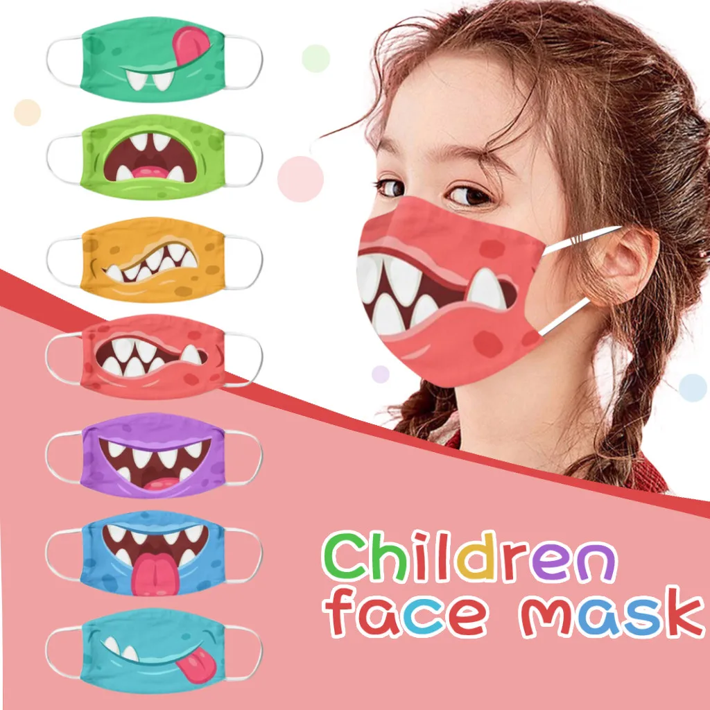 1pc Children Outdoor Cotton Washable Reusable Face Mask Cute Cartoon Printed Children'S Minimalist Odorless And Breathable Mask