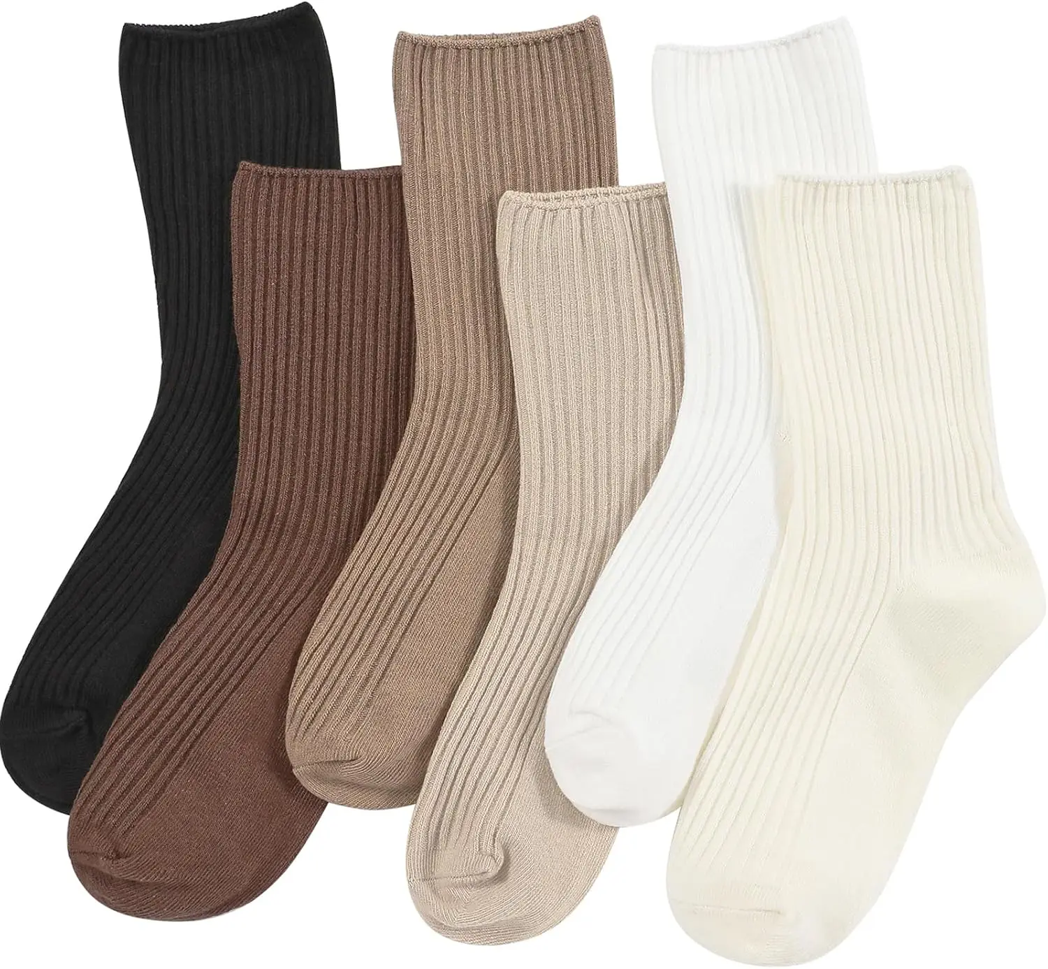 

Women's Cotton Crew Socks Size 7-9, Cute Long Fall Workout Casual Socks, 6-Pack