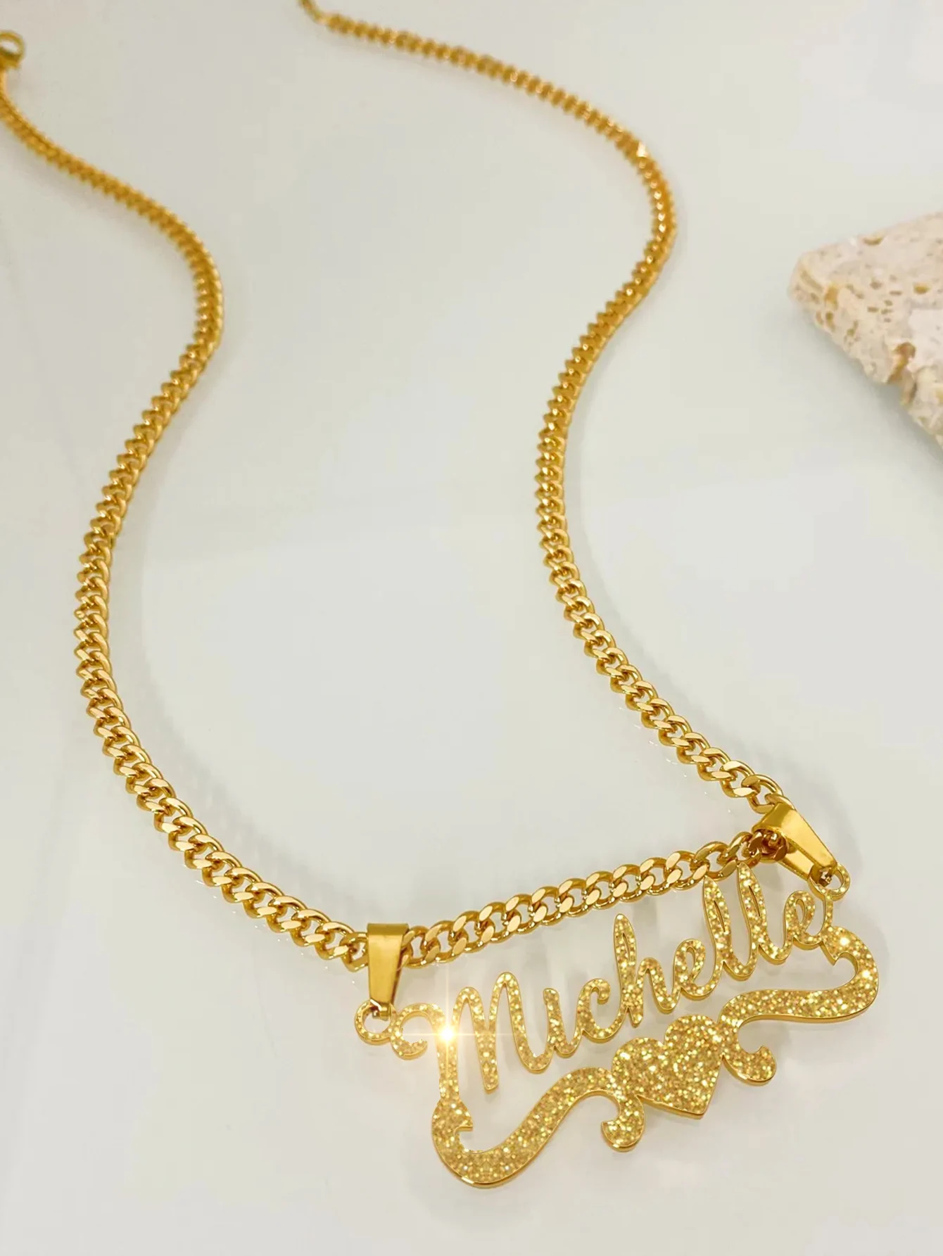 Customizable Oversized Earrings And Necklace Set Stainless Steel Engraved Personalized Jewelry Custom Name Gift