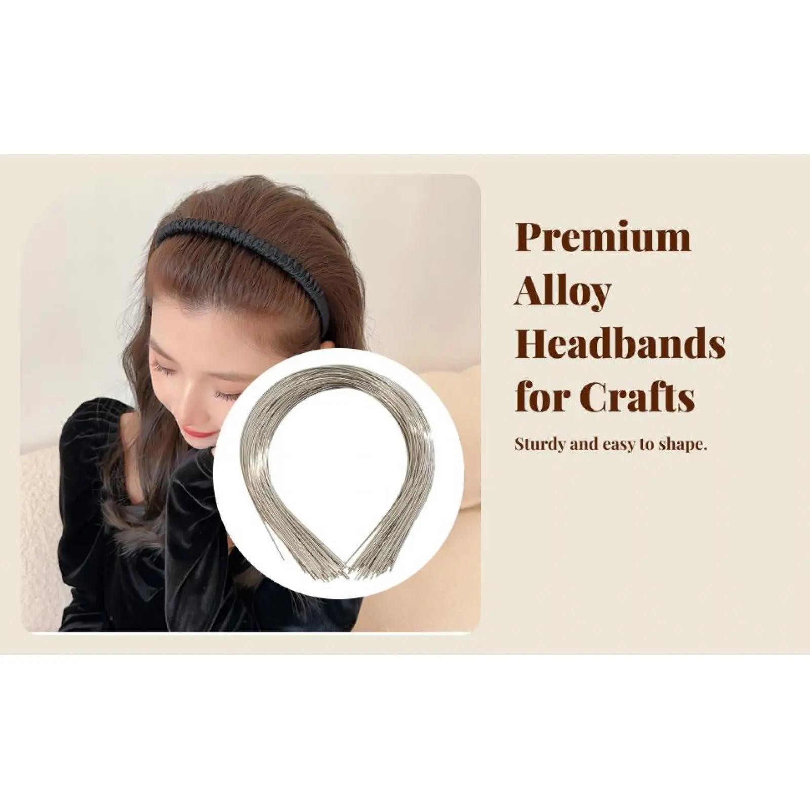 50 Pieces Plain Metal Headbands for Crafts Bulk Handmade Blank Headbands
