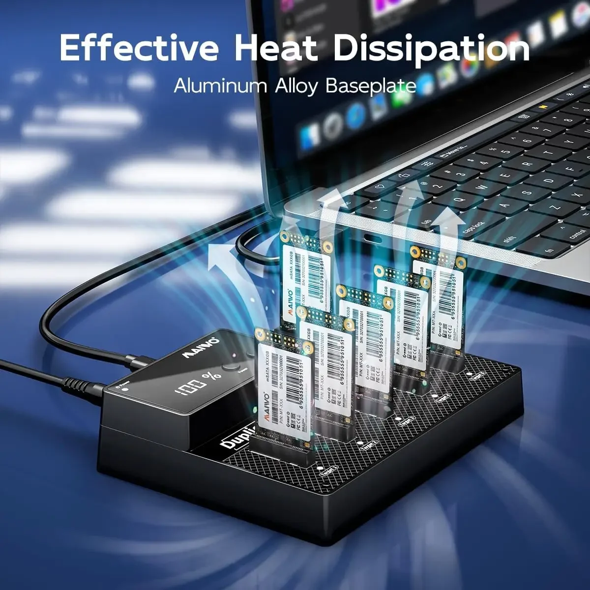 MAIWO mSATA SSD-behuizing 6-bay MSATA SSD-dockingstation met offline kloon Mini SATA naar USB 3.0-adapterlezer 12V / 7A voeding