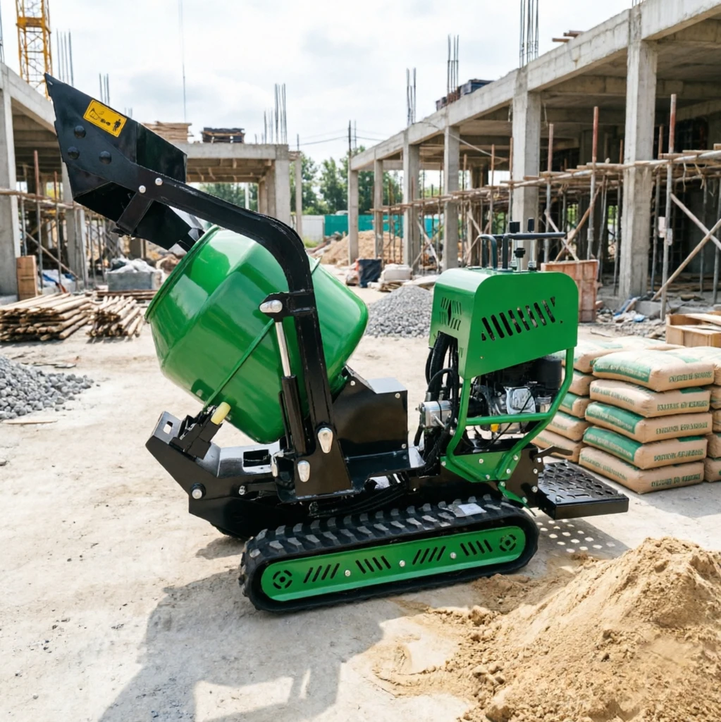 Tracked Small Cement Mixing Truck All Terrain Off-road Design Self Loading Drum Small Road Repair Mortar Mix Equipment For sale