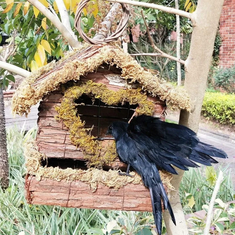 2Pcs Black Feathered Crows Lifelike Simulation Artificial Black Crow Raven Model for Party Home Garden Decoration Figurines​
