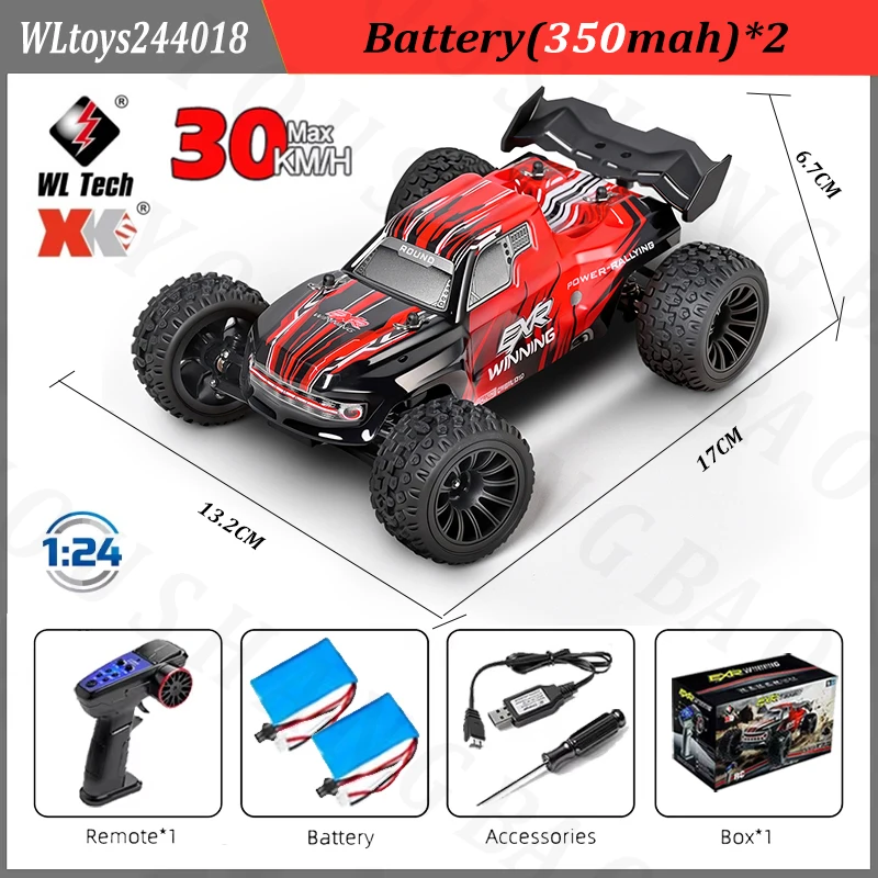 

1/24WLtoys 244018 244016 Remote Control Car 25/30 KM/H High-Quality Remote Control Racing Car, Two-Wheel Drive, Boys' Toy Gift