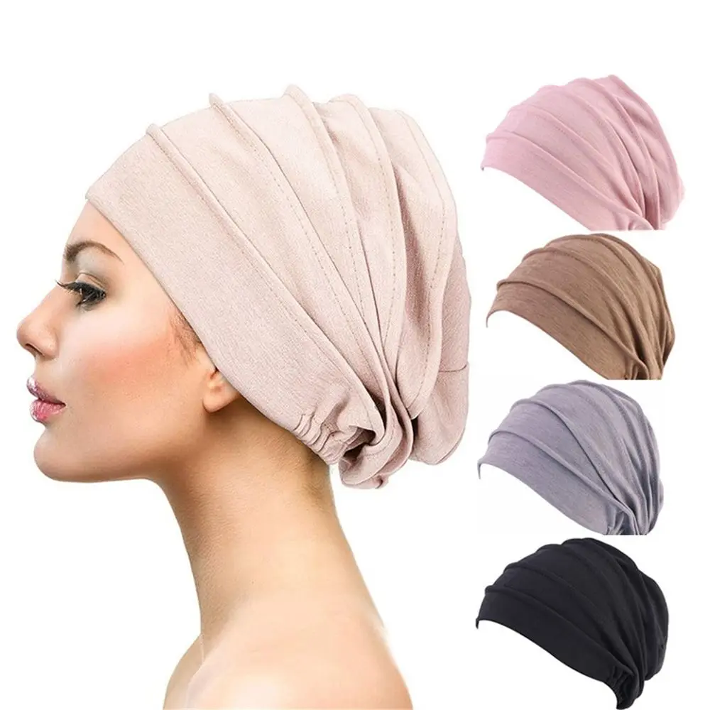 Cotton Winter Warm Sleep Caps Beanies Head Wrap Muslim Hijabs Women Turban Hat Chemo Hat