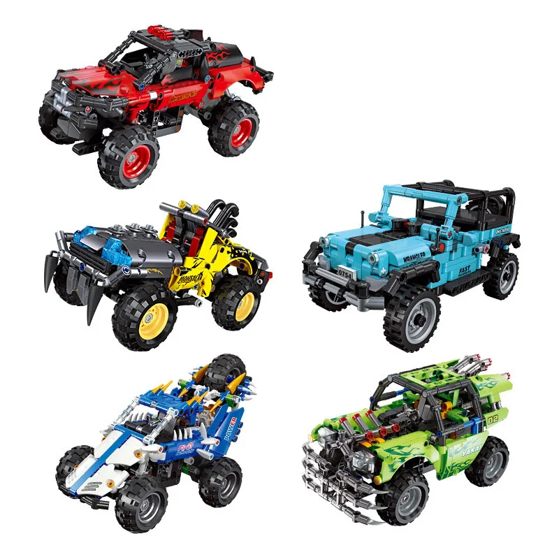 

Technical Monsters ORV Rally Off Road Vehicle Building Block Paris Dakar Racing Model Construction Brick Pull Back Car Toys