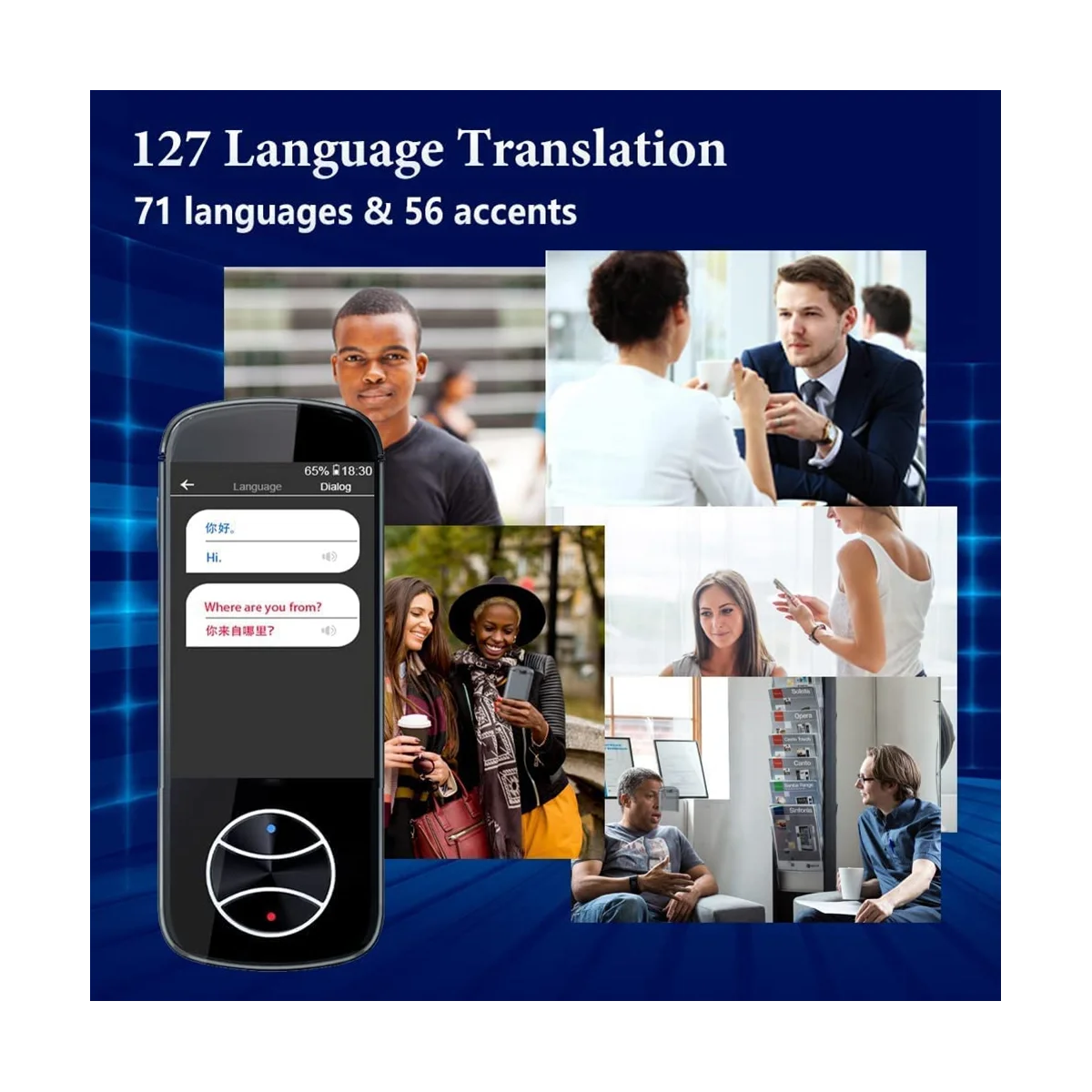 Traducteur de langue en temps réel portable, appareil de traduction vocale, 127 langues et accents différents