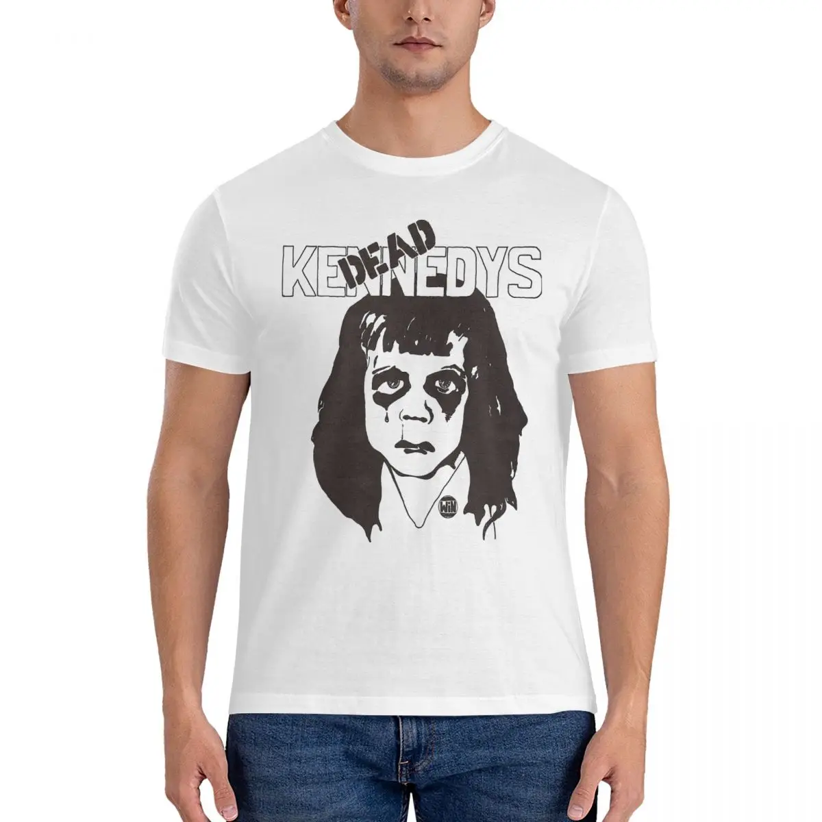 Face Art T Shirt for Men Pure Cotton Novelty T-Shirt Crewneck Dead Band Kennedys Tee Shirt Short Sleeve Clothes Printing