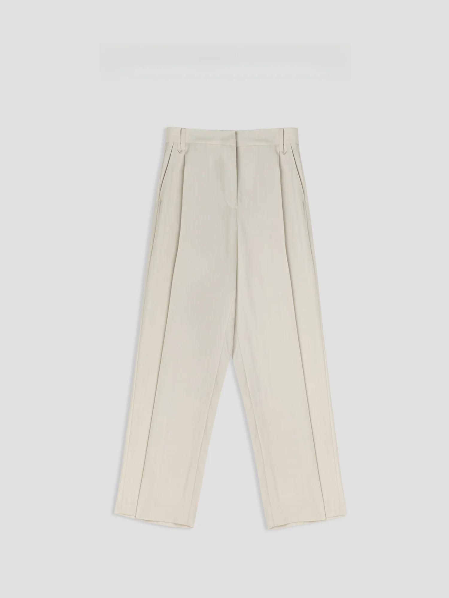 

Romance Studio High Waist Straight Leg Lightweight Ventilated Khaki Pants Draping Sensation Comfortable Summer Trousers