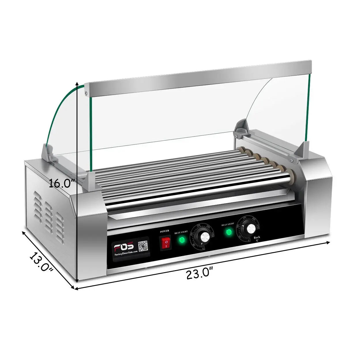 Costway Commercial 18/30 Hot Dog Hotdog 7/11 Roller Grill Cooker Machine w/ Cover (7 Roller Grill)