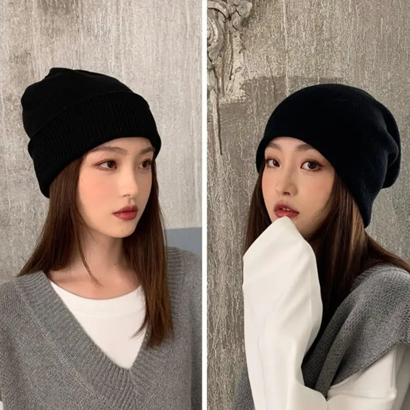 

39BB Crochet Oversize Skull Hat Female Male Outdoor Activity Hat Windproof Winter Caps