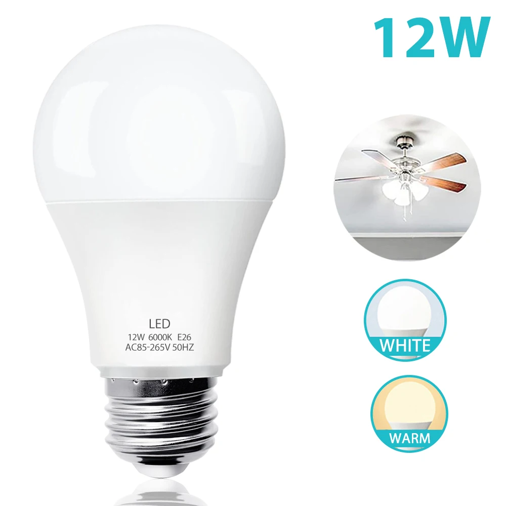 Kasotile E26 LED Bulb 12W LED Lamp Saving Cold Warm White for Bedroom Living Room Stairs High Brightness Energy Efficient
