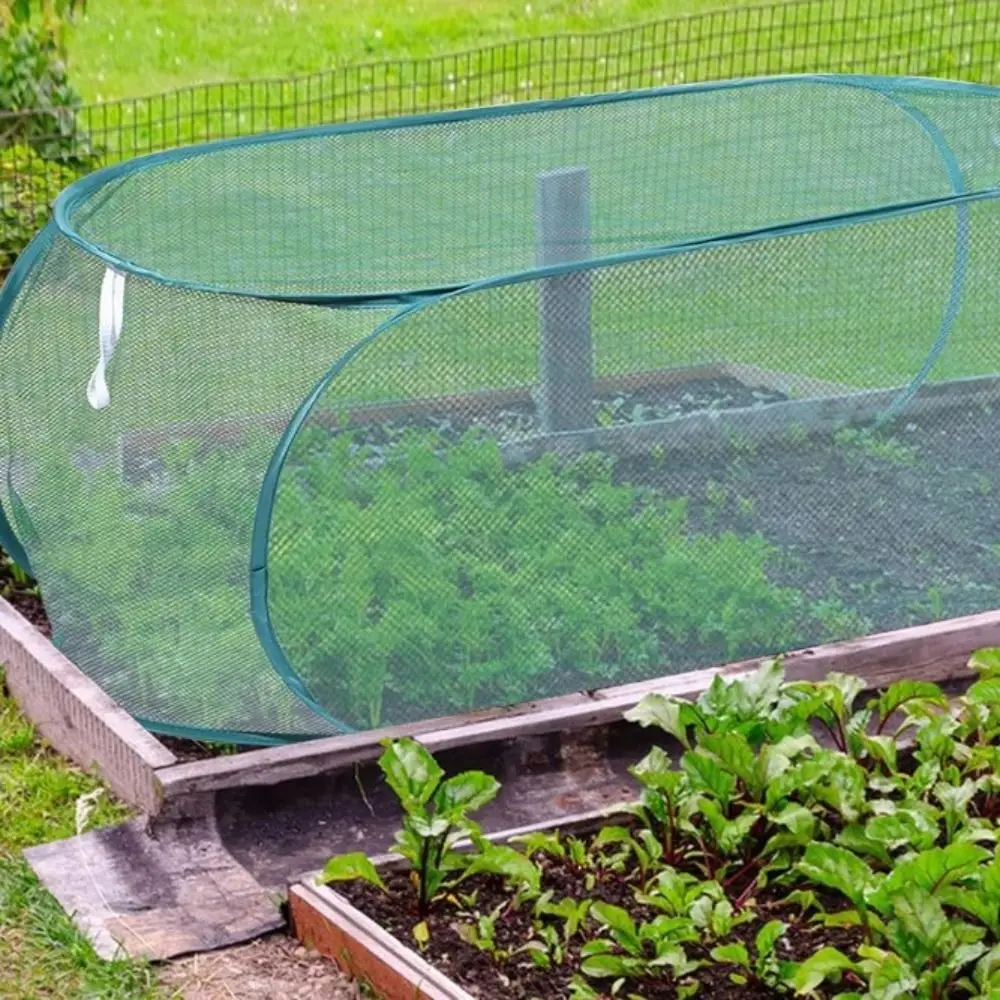 Foldable Plant Protection Netting Raised Beds Bird Control Garden Row Covers with Ground Stakes Mesh Plant Cage Flower Beds