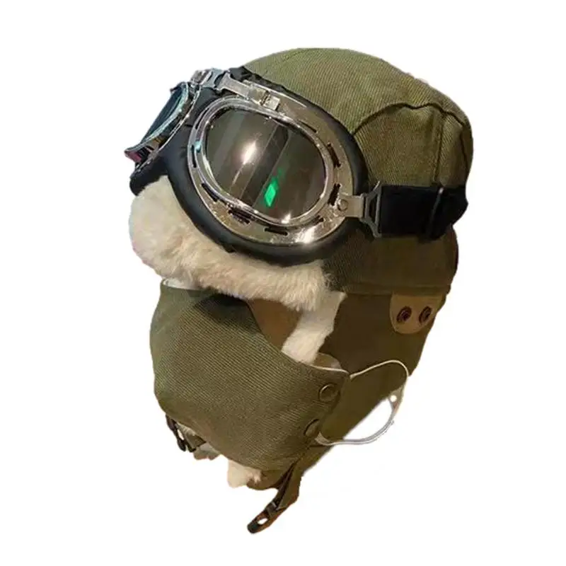 

Winter Pilot Hat Winter Trapper Hat With Ear Flaps Flight Costume Winter Hat Multifunctional Pilot Hat And Goggles Stylish For