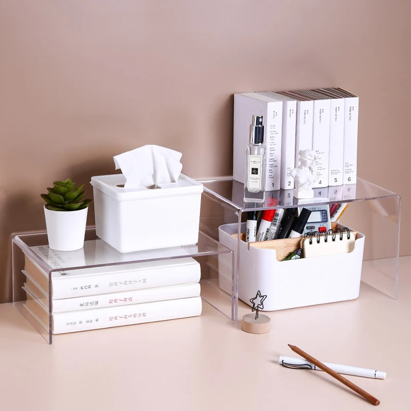 Acrylic Desktop Layered Storage Rack Kitchen Cabinet Cupboard Container Shelf Divider Finishing  Cosmetic Organizer Makeup