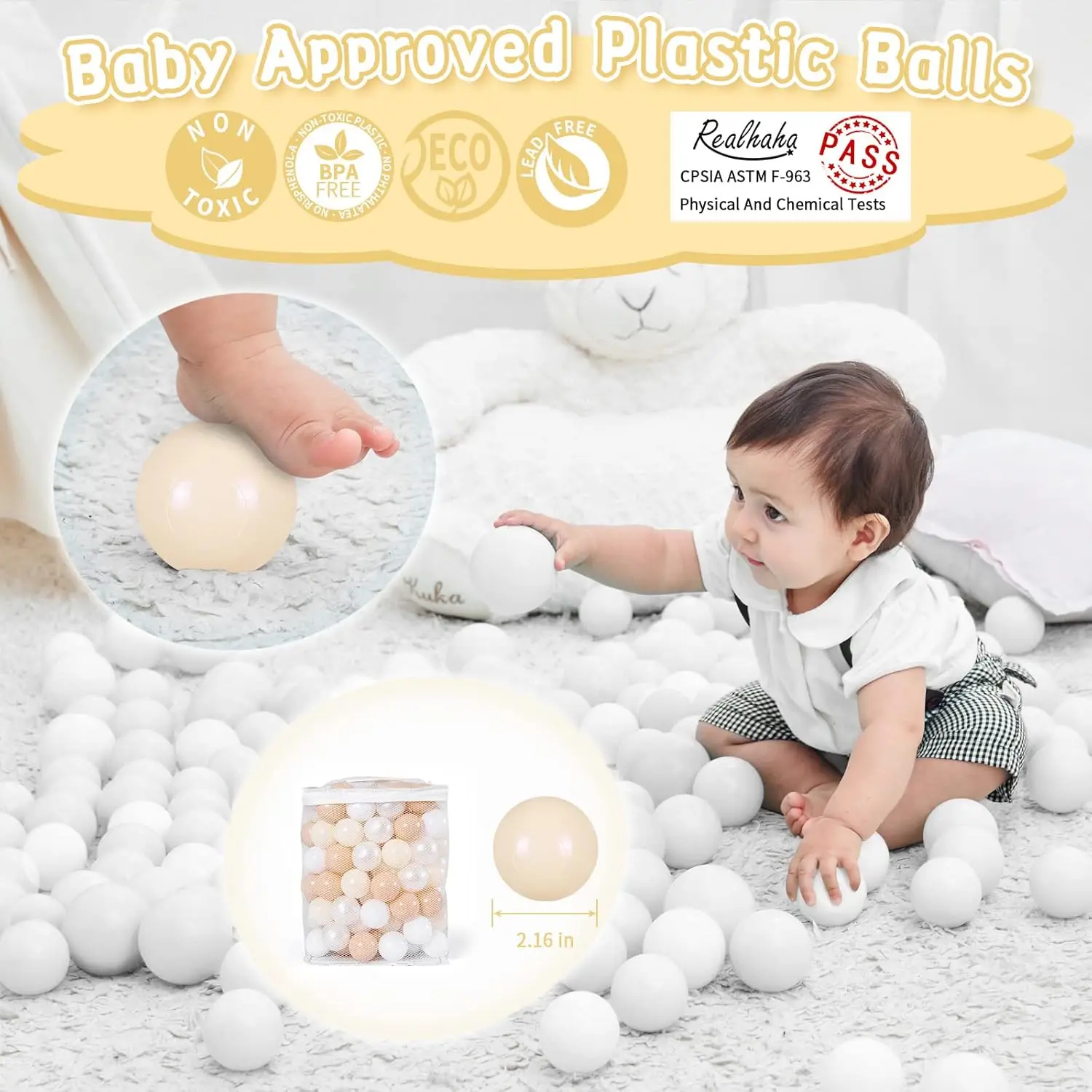 Bola pit bolas 100 pçs milktea + bege + branco pérola + branco, bolas de jogo bolas de plástico para jogar tenda piscina playhouse cercadinho festa decoração