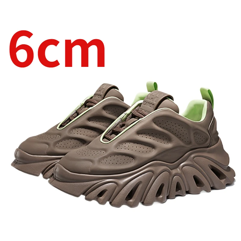 

Couple Sneakers Summer Cool Thick Sole Sports Casual Shoes for Men Increased 6cm Genuine Leather Heightening Dad's Shoes Women's